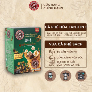 Cà phê hòa tan cao cấp 3 in 1 hương vị nguyên chất đậm đà vị cà phê phin nồng nàn hương sữa (Hộp 10 gói - 200g)
