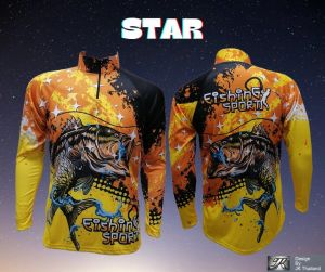 เสื้อตกปลา JK Thailand เสื้อกันยูวี ลาย STAR ป้องกันรังสี UV 80% แห้งเร็ว