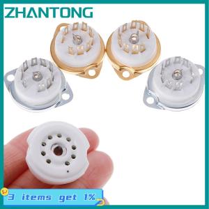 ZHANTONG 1PC CHASSIS Mount 9Pin ซ็อกเก็ตหลอดเซรามิคสำหรับ EL84 ECC82 6922 12AX7