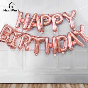 Happy Birthday Balloon Letter Alphabe Rose Gold Foil Balloon Wedding Party Birthday Decoration Adult Kids