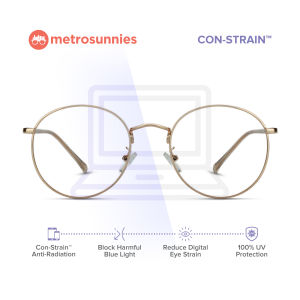 MetroSunnies Dreamer Specs with Con-Strain Blue Light Lens / Anti-Radiation / Anti-Fatigue / Anti-Stress / Screen Protection Computer Eyeglasses for Men and Women (Rose Gold)