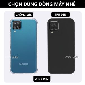 Ốp lưng TPU đen Samsung A12/ M12 cạnh vuông bảo vệ máy toàn diện-Cool Case
