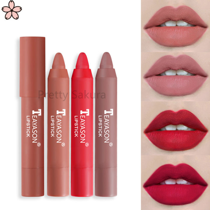 12 Colors Crayon Matte Lipstick Velvet Non Stick Cup Lip Gloss Lip Tint