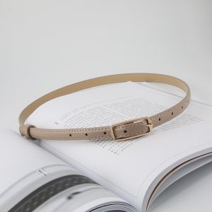 Women elastic thin belt adjustable leather waistband for sweater coat dress pants