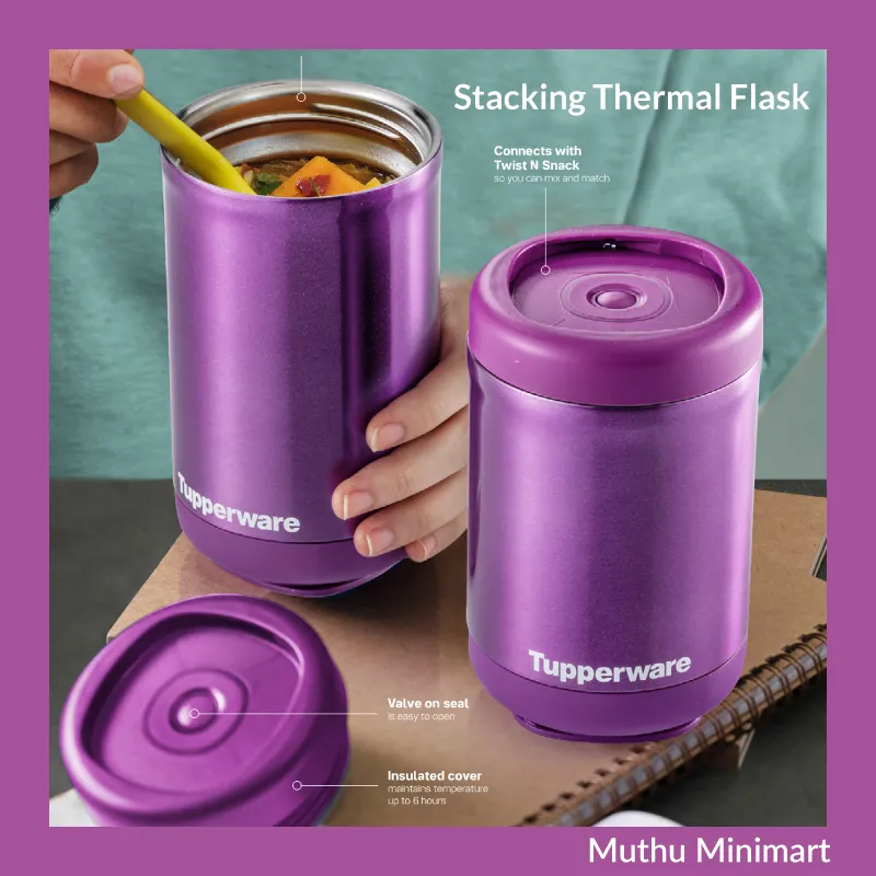 TUPPERWARE LARGE THERMAL Stacking Flask Hot Cold Thermos 475 ml Brand New  $25.00 - PicClick AU