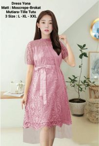 Dress Yona dress Wanita Remaja Terbaru Viral Kekinian Lengan Pendek