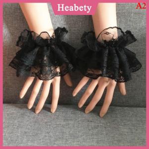 Heabety  Lolita tay áo cổ tay còng Xù Hoa Đen ren đàn hồi Vòng đeo tay nữ thanh lịch găng tay ren ngắn Halloween