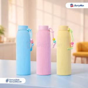 Botol Minum Kaca Macaron 400 ML Anti Tumpah Food Grade Souvenir Tumbler Air Minum Korea Aesthetic