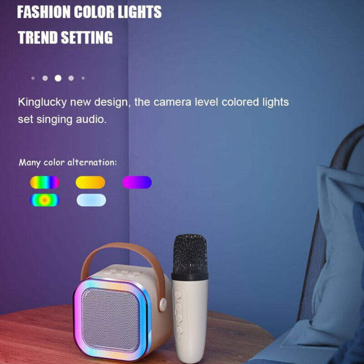 Portable Led Mini Karaoke Speaker K12 with 1\2 Wireless Mic Kids TF ...