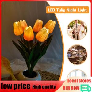 Tulip Bedside Sleep Light Art Crafts LED Flower Landscape Light Battery Powered Ornament Birthday Gifts Lighting Decor for Wedding Party