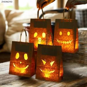 [COD] ZHONGYI0 Halloween Candy Bag Wrapping Supplies Cute Ghost Pumpkin Spider Cat Paper Food Gift Bags Halloween Party Favors Decor