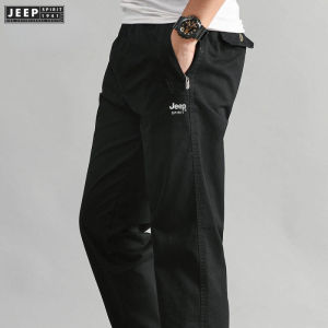 JEEP SPIRIT 1941 ESTD กางเกงผู้ชายแบบลําลองกางเกงผู้ชายทรงตรงขาหลวมแบบบางเหมาะกับฤดูใบไม้ผลิและฤดูใบไม้ร่วงกลางแจ้งแฟชั่นไซส์ใหญ่