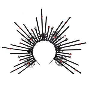 Độc đáo Punk nhện nghệ thuật Băng đô đầu phụ kiện cho người lớn bờm tóc với kim loại và nhện đóng vai