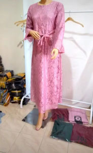 GAMIS FULL BRUKAT TULANG CORNELI YASINA/ DRESS FASHION MUSLIM PESTA/ MAXI SERAGAM KONDANGAN