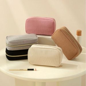 GLASSES VIEW Portable Storage Bag Multifunctional Corduroy Cosmetics Bag Large Capacity Handbag Women