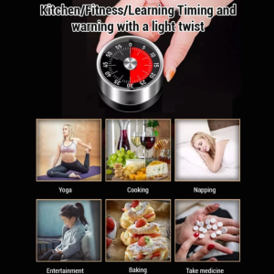 【Time Management】Multi-purpose stainless steel timer Kitchen Cooking Sports Timer Student Multifunction Stainless Steel Visual Timer
