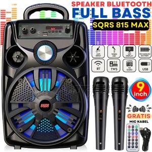 SPEAKER BLUETOOTH SQRS 815 MAX LED / SQRS 815 MAX 9 INCH FREE MIC KABEL KARAOKE + REMOTE - SPEAKER KARAOKE FULL BASS - SPEAKER LED WIRELESS / SQRS 815MAX FREE MIC SUPER BASS / SPEAKER BLUETHOOTH LED DISPLAY ~TFA