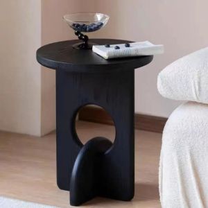 Sacesr Wooden Coffee Tables Round Side Table Drink Stand Movable Teapoy Sofa Side Table Occasional Stand Home Furniture Accent Piece 4Y1Z7