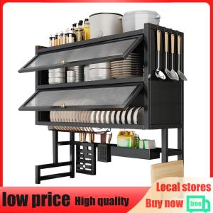 Double Layer Multi-Functional Cabinet with Drip Tray Bowl Storage Organizer Detachable Space Saving Draining Shelf Household Kitchen Accessories