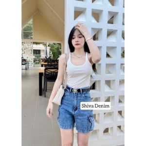 Celana Pendek Jeans Wanita Cargo Short Denim // Hw Hotpant Wanita Jeans Pendek