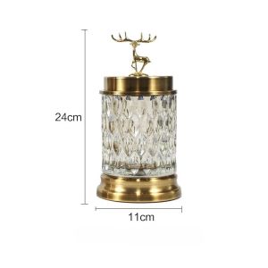 xpkQ Crystal Glass Food Storage Jar Candy Tea Container with Gold Lid Candy Jar Food Storage Glass Cup Jar 9Y3K6