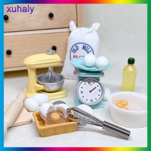 xuhaiy 1Set 1:12 Dollhouse Miniature Flour Egg Beater Rolling Pin Cut Board Oil Bottle Baking Tool Model Kitchen Decor Toy
