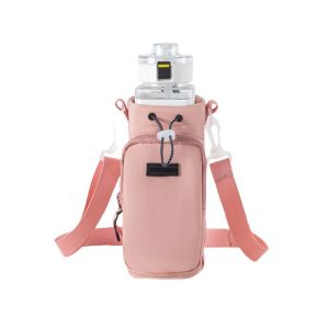 SIMPL Front Pocket Water Bottle Carrier Bag Shoulder Strap Waterproof Crossbody Water Bottle Purse Universal Drawstring Open Top Water Bottle Sling Bag Case Walking