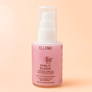 Ellana SPF30+ PA+++ Sunlit Bloom Japanese Camellia Moisturizing Primer with UVA/UVB Mineral Protection Lightweight