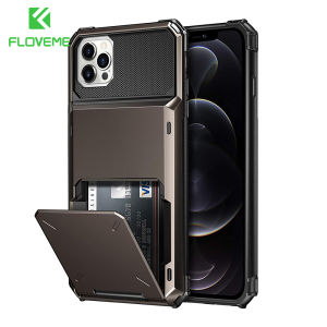 FLOVEME Business Armor Phone Case For iPhone 16 15 14 13 12 11 Pro Max 15 14 Plus Slide Wallet Card Slots Holder Shockproof Back Cover