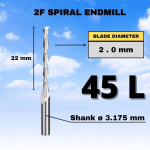 ms7 end Mill 2 flute spiral 2mm endmill router cnc acrylic kayu aluminium