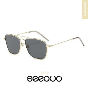 Seeouo Kacamata Hitam Anti Silau Matahari Bentuk Aviator Fashion Style Pria dan Wanita Metal Polarized Anti UV Protection 8650