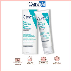 CeraVe Acne Foaming Cream Cleanser with 4%Benaoyl Peroxide Hydrating Facial Cleanser with Hyaluronic Acid & Niacinamide Cleanser for Daily Face Clean Acne Control 150ML