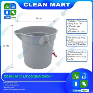 Xô Nhựa 10 Lit Có Quai Xách (Mẫu Thay Đổi Tùy Theo Lô) - CLEAN MART