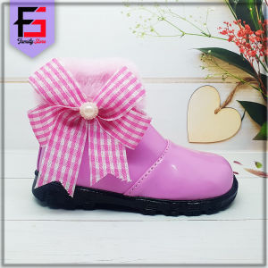Sepatu Boots Bulu Anak Perempuan Pita Mutiara / Sepatu Boots Zipper Anak Balita Cewek Fashion Trendy