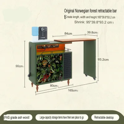 Adjustable Solid Wood French Vintage Home Bar Cabinet – Corner Entryway Partition Bar Table for Small Spaces
