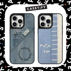 CASETiFY×Matin Kim iPhone15pro ケース CASETiFY Matin Kim Denim Pattern Shockproof Mirror with MagSafe