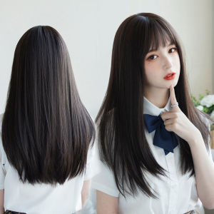 Fashion Wig for Women Long Straight Hair Inner Button Air Bangs Fashion Long Hair 50CM