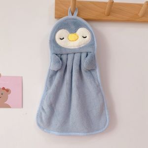 Cartoon Penguin Duck Hand Towels Coral Fleece Anime Hanging Towel Absorbent Towels Children Hand Towels Cute Towels
