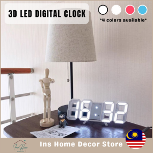 (Inshome) 3D Led Digital Clock Electronic Modern Alarm Clock Table Desktop Wall Clock Snooze 12/24 Hour Temperature Display USB Home Decor Decoration Birthday Present Christmas Gift Set Hadiah Harijadi 3D (Ihlcd001)