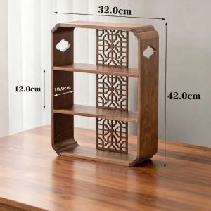 FFBH Solid Wood Storage Shelf Desktop Multi-layer Tea Set Storage Rack Multifunctional Aesthetic Art Wooden Shelves Home Supplies K6R8Z