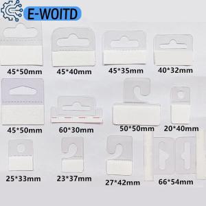 E-WOITD 100pcs PVC Slot Hole Adhesive Hang Tags Hook Merchandise Box Bag Hangers Display