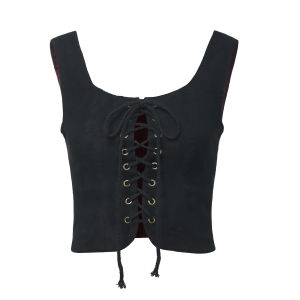 Womens Renaissance Lace-Up Vest Steampunk Gothic Vest Cosplay Costume Reversible Vest