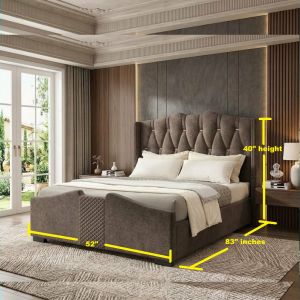 MAJESTY bedframe rubberwood body hotel style bedframe with tufted upholstery