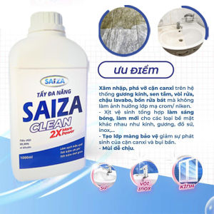 Dùng Dịch Tẩy Đa Năng - Tẩy Cặn CANXI Vệ Sinh Sàn Nhà SAIZA 1000ml Làm Sạch Bề Mặt Sàn Đá Hoa Vết Ố Vàng Nhà Tắm - Tặng Khăn Lau