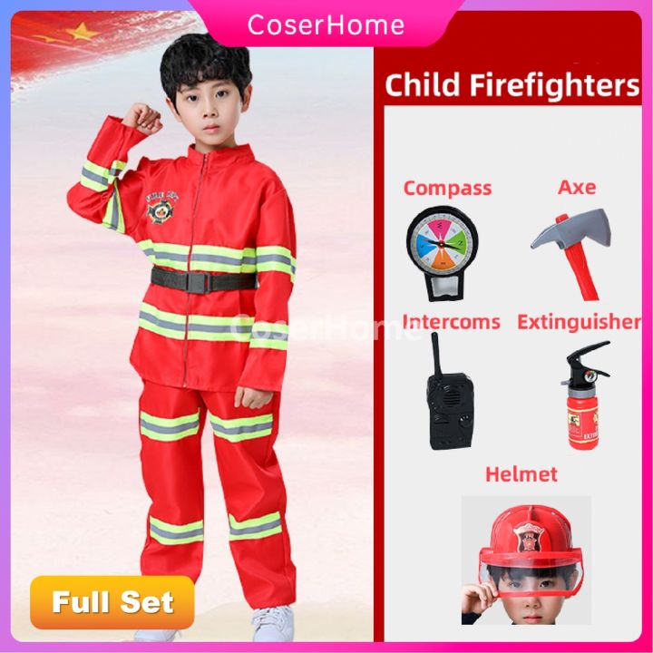 Fireman Costume for Kids Boy Firefighter Career Guidance Suit Children ...