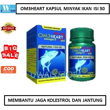 OM3 HEART - OMEHEART - OM3HEART MINI CAPSULES OMEGA 3 NATURAL FISH OIL ISI 30 KAPSUL - PENJAGA KOLESTEROL - OBAT JANTUNG - MINYAK IKAN - OBAT TEKANAN DARAH