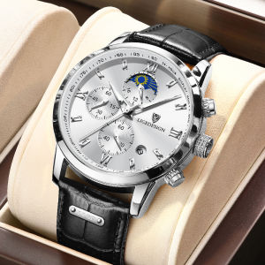 LIGE Nguyên bản đồng hồ đeo tay thạch anh Thời trang Dây da Không thấm nước Chronograph đồng hồ đeo tay chống nước