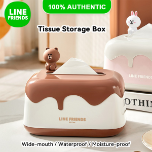 LINE FRIENDS Brown Tissue Box Holder Wide-Mouth Waterproof Desktop Dispenser LFB161