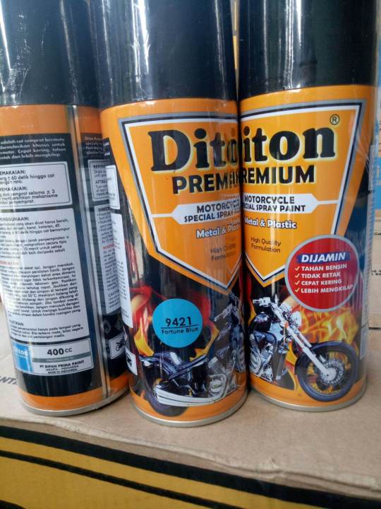 Pilok Diton Premium Fortune Blue 9421 400cc biru glossy biru terang pilox biru cat semprot tahan bensin