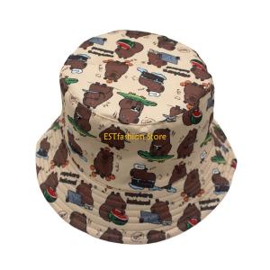 Y5GC Capybara Print Bucket Hat Trendy Animal Lover Hat Outdoor Fisherman Hat